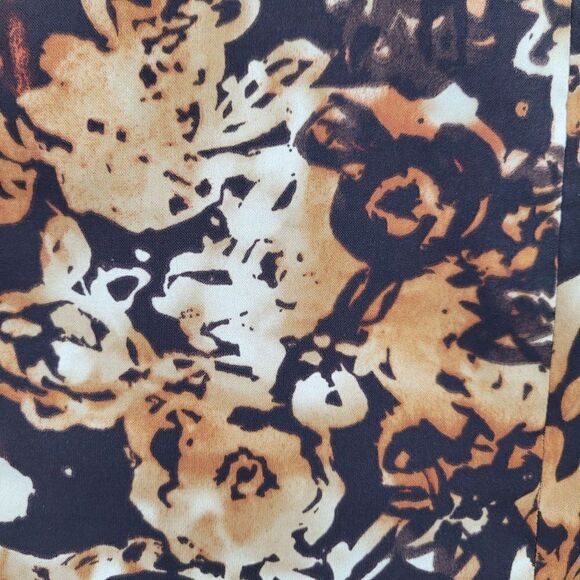 Vintage 90's Jones Wear Skirt Midi Trumpet Ruffle Abstract Burnt Floral Brown 8 - Picture 5 of 9